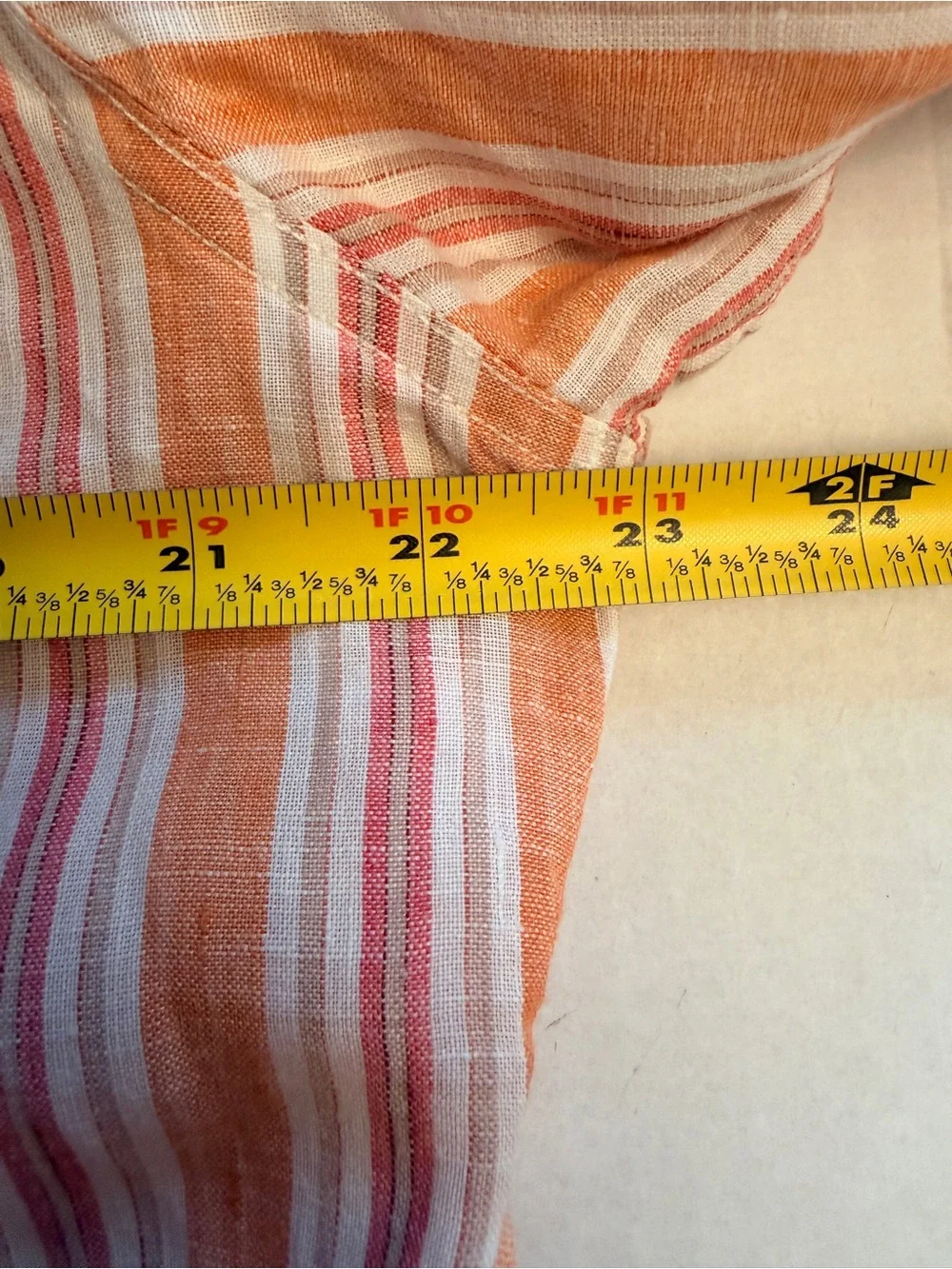 Banana Republic‎ 100% Linen Flax Men's Size Large 16-16.5 Orange White Stripe